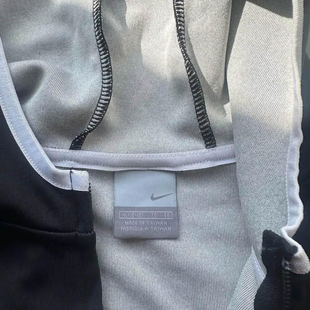 Vintage Nike Full Zip Athletic Track Hoodie Jacket Black and White